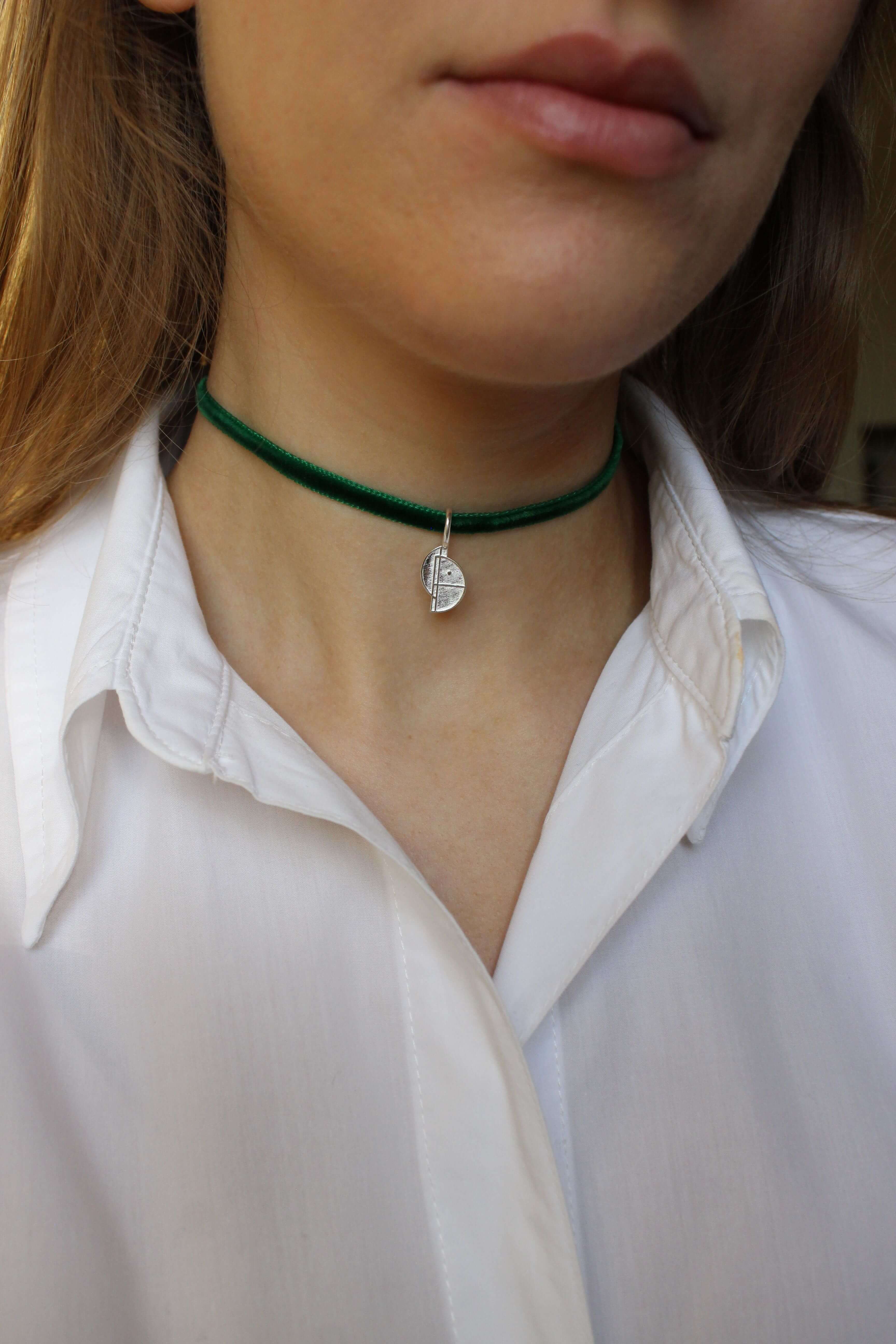 Girocollo in Velluto Argento placcato oro 5