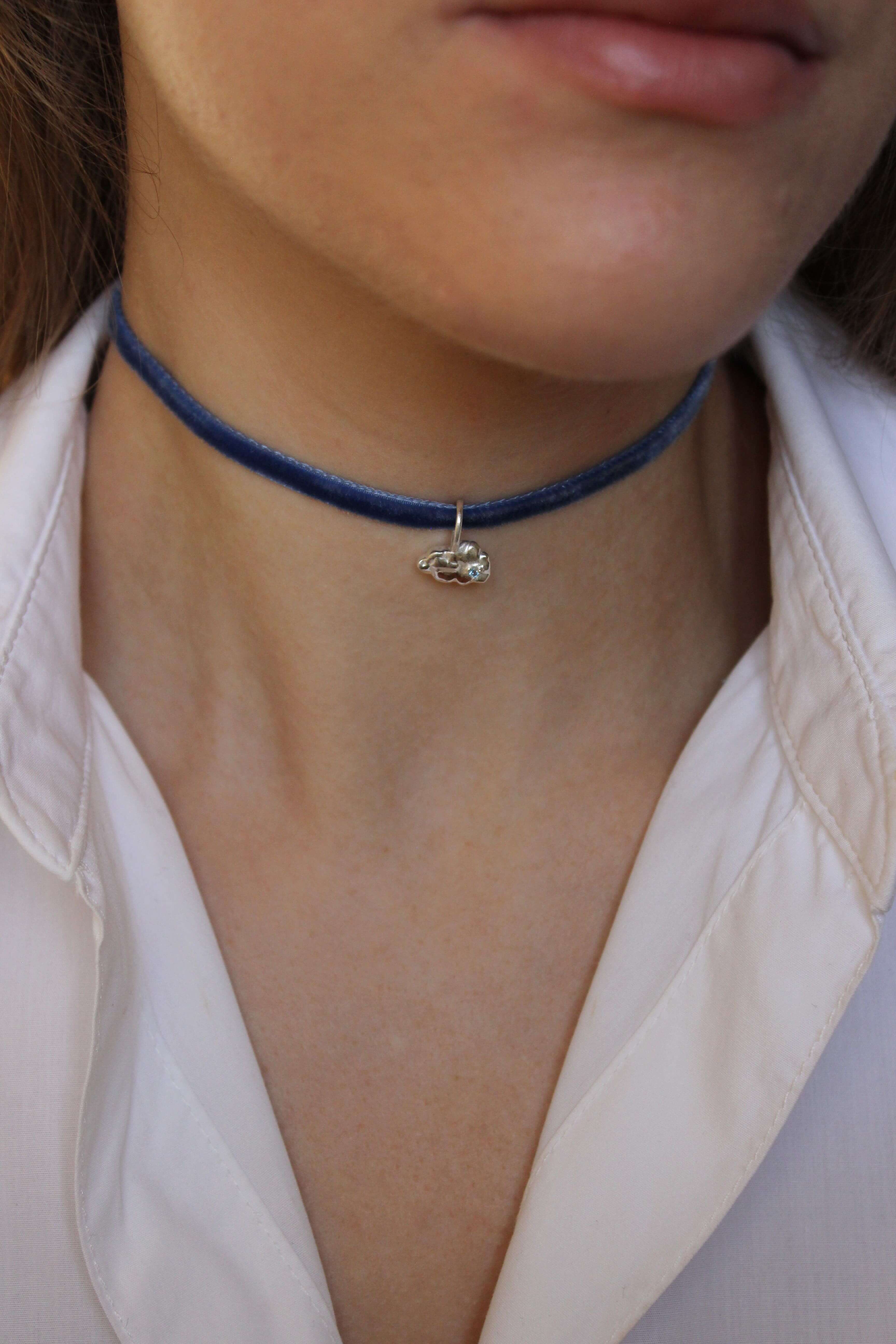 Girocollo in Velluto Argento placcato oro 4